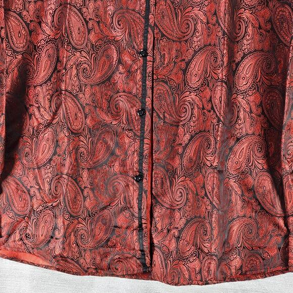 Barry Wang Mens Silk Iridescent Paisley Button Up Shirt Long Sleeve Size XL NWOT - Picture 5 of 9